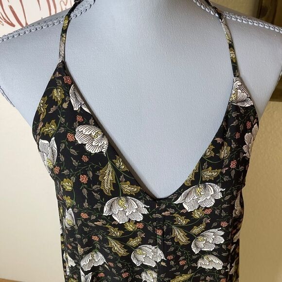 Smell The Roses Spaghetti Strap Floral V Neck Halter Back Maxi Dress Size Small - Picture 7 of 16